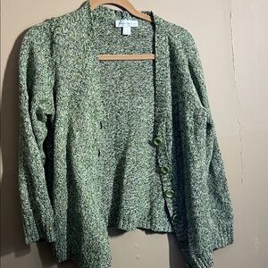 Christopher & Banks Textured Green Cardigan